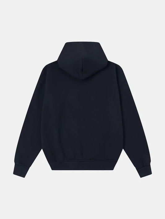 GSM BOXY CROPPED FIT 'NAVY BLUE' ZIP-UP HOODIE