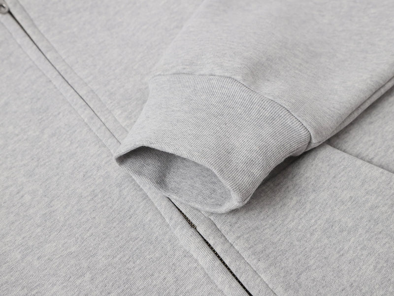 GSM BOXY CROPPED FIT 'GRAY' ZIP-UP HOODIE