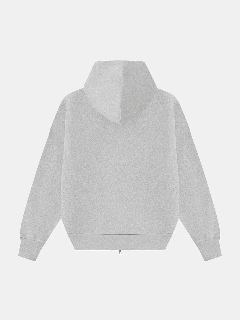 GSM BOXY CROPPED FIT 'GRAY' ZIP-UP HOODIE