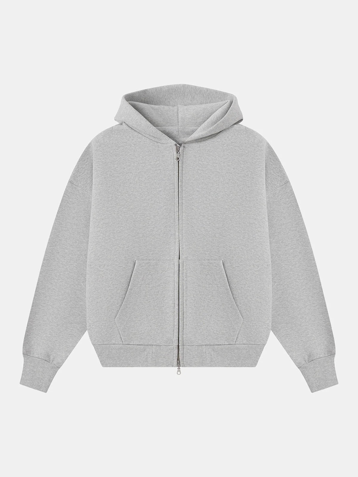 GSM BOXY CROPPED FIT 'GRAY' ZIP-UP HOODIE