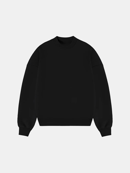 BOXY CROPPED FIT 'BLACK' CREWNECK