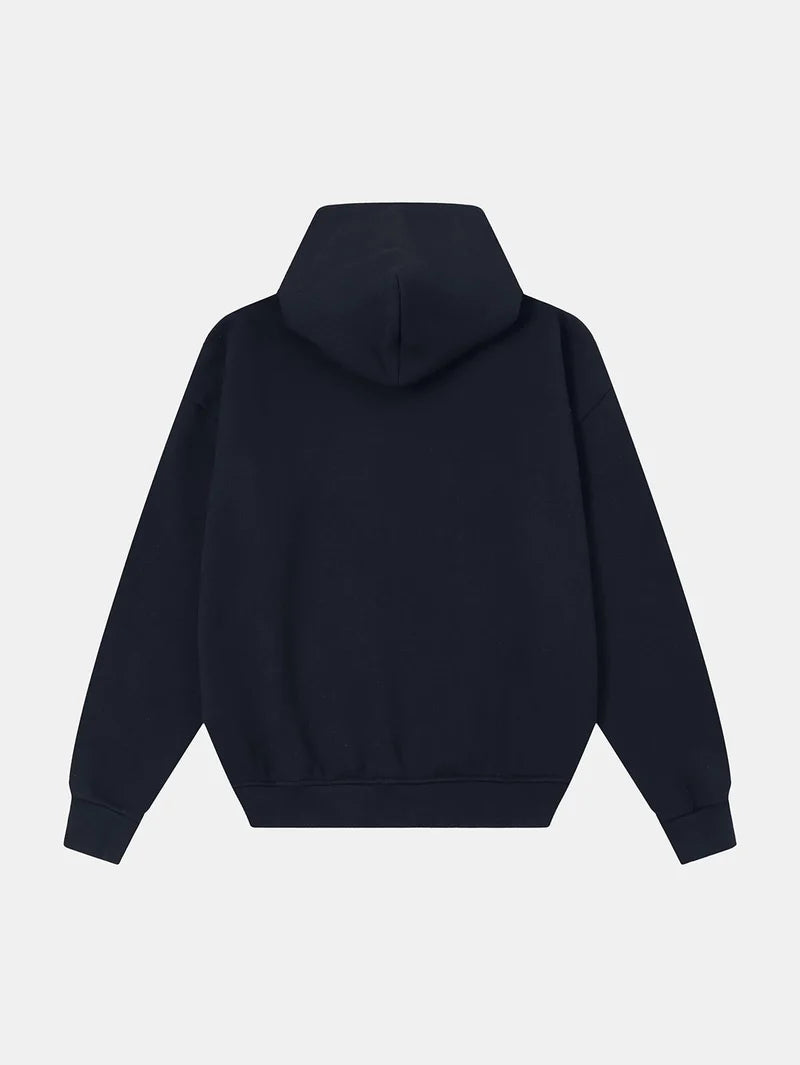 GSM BOXY CROPPED FIT 'NAVY BLUE' ZIP-UP HOODIE