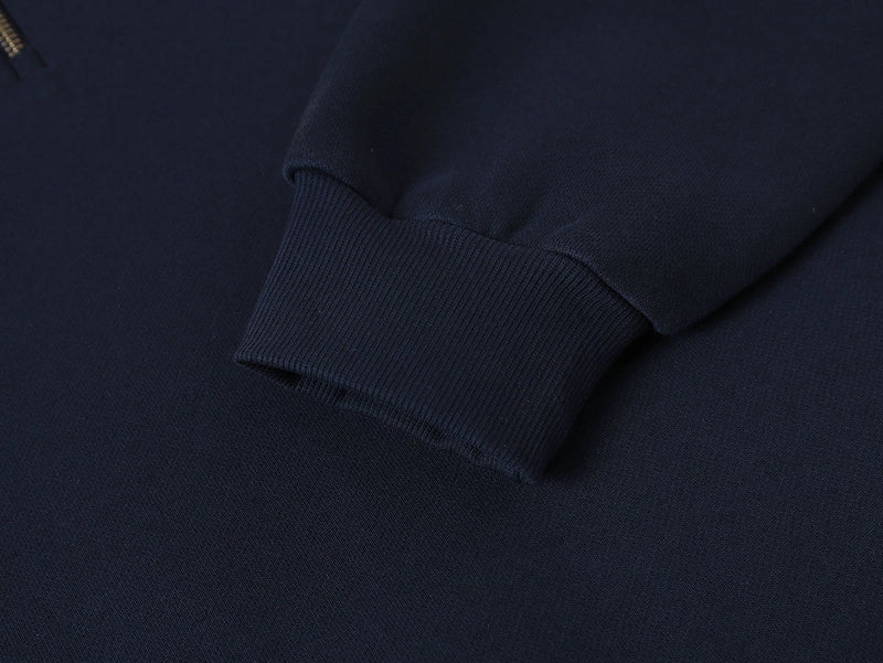 BOXY CROPPED FIT QUARTER-ZIP 'NAVY’ SWEATER