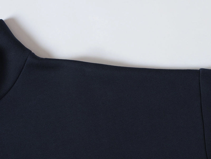 BOXY CROPPED FIT QUARTER-ZIP 'NAVY’ SWEATER