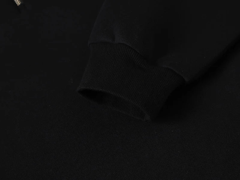 BOXY CROPPED FIT QUARTER-ZIP 'BLACK’ SWEATER