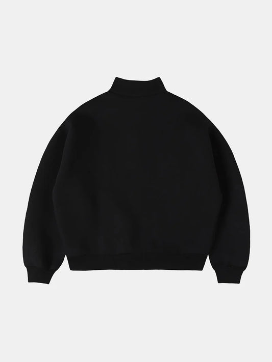 BOXY CROPPED FIT QUARTER-ZIP 'BLACK’ SWEATER
